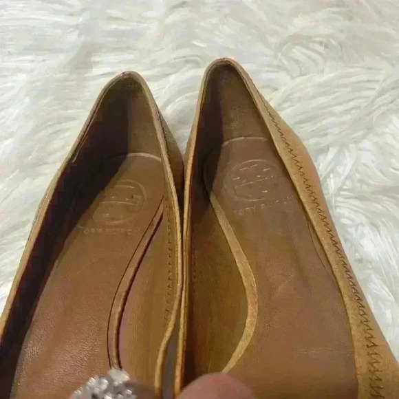 Tory Burch Brown Leather Sally Wedge Pumps Size 8M - Picture 10 of 13